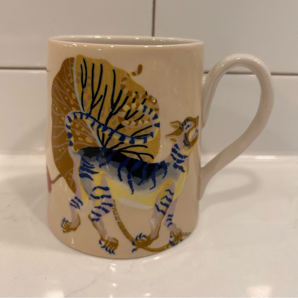 Anthropologie Sarah Gordon Mug Tiger And Monstera